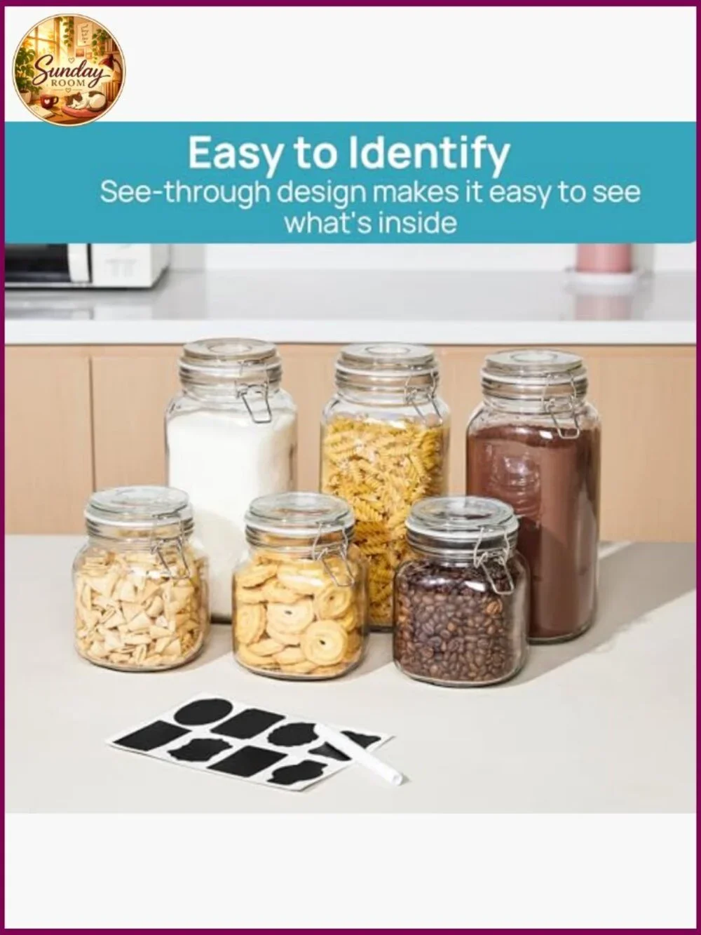 3 Pack 78oz Glass Food Storage Jars with Airtight Clamp Lids